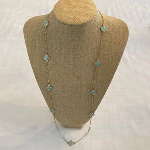 Clover Necklace Robin’s Egg Turquoise Blue Enamel